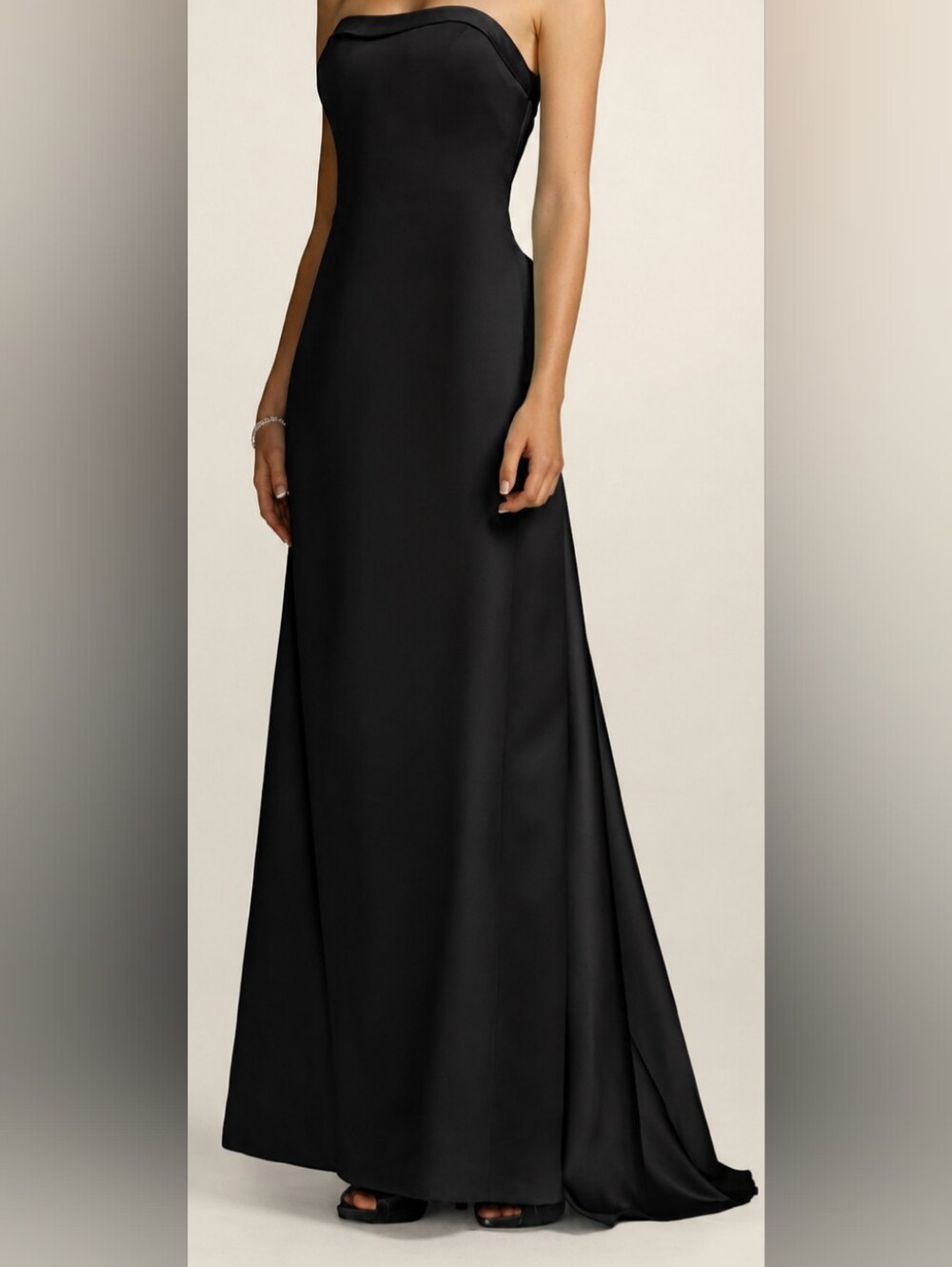 Strapless A-line Evening Gown With Cascading Back